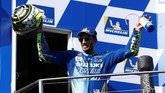 Pebalap Suzuki Andrea Iannone sukses meraih podium keempatnya di MotoGP 2018 setelah finis di belakang Maverick Vinales. (REUTERS/Brandon Malone)