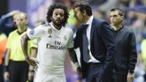 Debut Julen Lopetegui sebagai pelatih Real Madrid di pertandingan kompetitif tidak berjalan lancar setelah Los Blancos dikalahkan Atletico Madrid 2-4 di final Piala Super Eropa di Stadion Lillekula, Estonia, 15 Agustus 2018. (Photo by JAVIER SORIANO / AFP)
