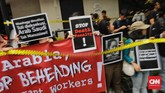 Ketua Pusat Studi Migrasi Migrant Care, Anis Hidayah menilai eksekusi mati Tuti Tursilawati oleh Arab Saudi adalah contoh negara keji dan buta HAM. (CNN Indonesia/Adhi Wicaksono)