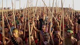 Tarian antama merupakan tradisi turun-temurun yang sudah dilakukan masyarakat di daerah itu. Tarian ini mengisahkan tentang perburuan hewan yang sudah jadi budaya masyarakat Rai Belu. (ANTARA FOTO/Kornelis Kaha)