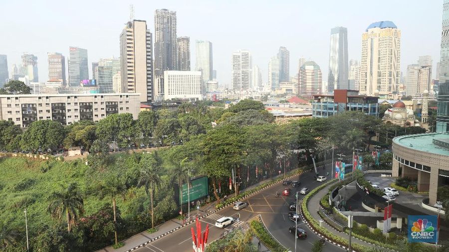 Suasana Gedung pertumbuhan ekonomi di Jakarta  (CNBC Indonesia/ Andrean Kristianto)