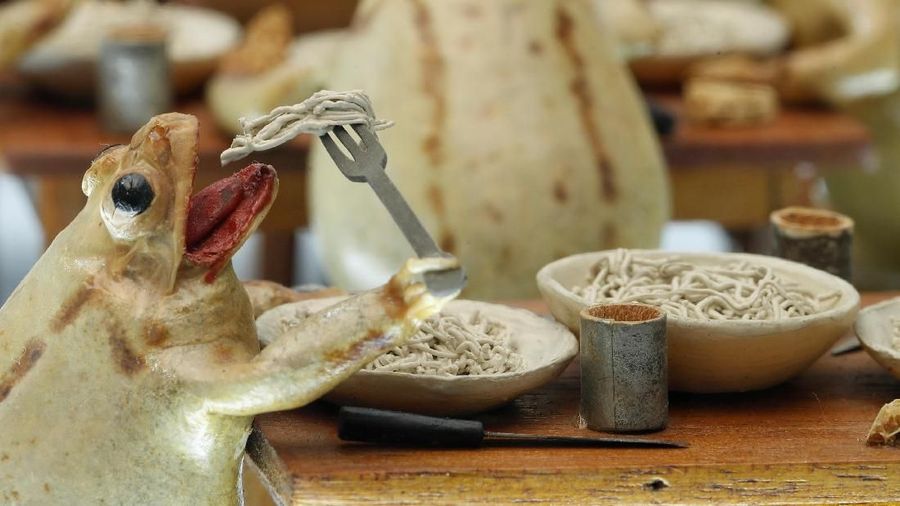 Museum ini menampilkan koleksi 108 katak yang diposisikan dalam adegan yang menirukan kehidupan sehari-hari.