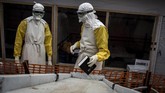 Ebola yang mewabah di Kongo bagian timur ini merupakan gelombang kedua setelah sebelumnya merenggut 125 nyawa di Mangina. (Photo by John WESSELS/AFP)