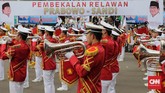 Janji setia yang diucapkan relawan berisi pernyataan bahwa relawan Prabowo-Sandi berjanji setia pada Pancasila, Undang-undang Dasar 1945, dan Negara Kesatuan Republik Indonesia. (CNN Indonesia/Adhi Wicaksono).