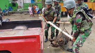 Prajurit TNI Amankan Bom di Perkampungan Papua