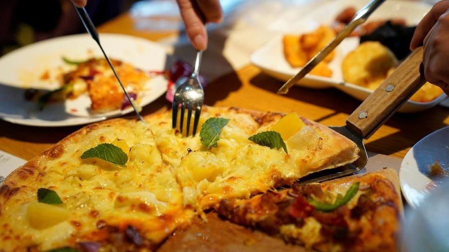 A durian pizza is seen at La Cesar Pizzaria in Shanghai, China November 2, 2018. Picture taken November 2, 2018. REUTERS/Aly Song