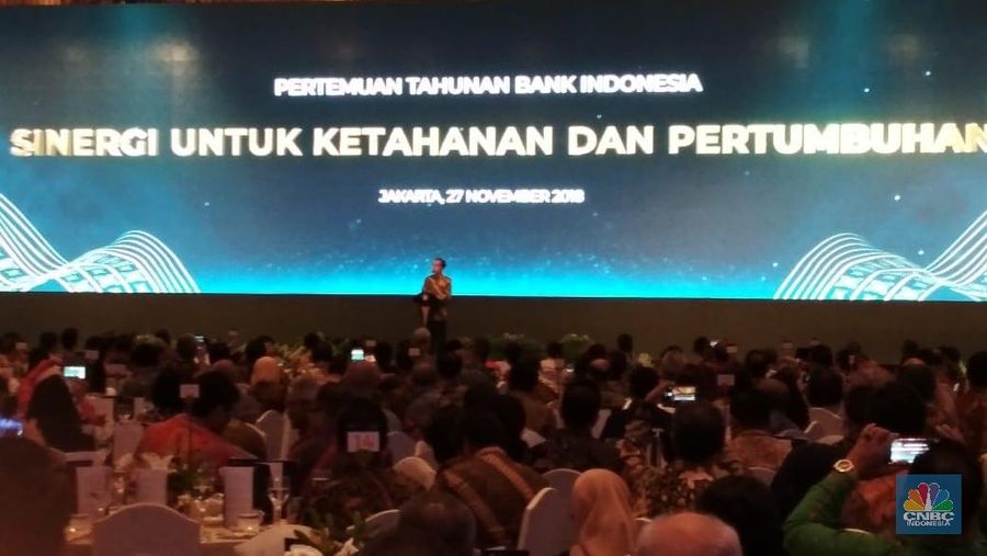 Presiden Joko Widodo (Jokowi) memberikan arahan pada Pertemuan Tahunan Bank Indonesia (PTBI) 2018.