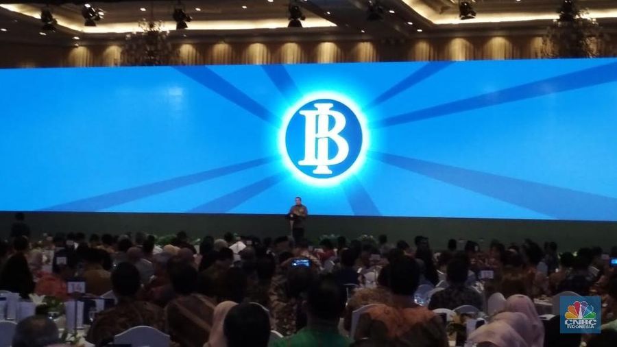 Gubernur BI Perry Warjiyo hadir di acara Pertemuan Tahunan Bank Indonesia (PTBI) 