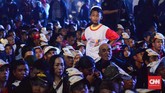 Kegiatan Jokowi Lantik 7.000 Jokowi itu digelar di sebuah gudang kosong berukuran 6.000 meter persegi di kawasan pergudangan Olympic Bogorindo, Sentul, Kabupaten Bogor, Jawa Barat. (CNN Indonesia/ Harvey Darian)