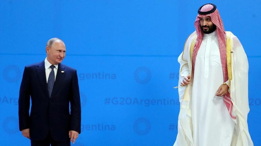 Russia's President Vladimir Putin and Saudi Arabia's Crown Prince Mohammed bin Salman are seen during the G20 summit in Buenos Aires, Argentina November 30, 2018. REUTERS/Marcos Brindicci TPX IMAGES OF THE DAY