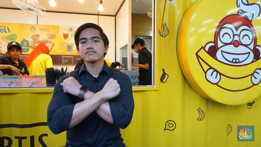 Kaesang Pangarep saat berada di acara peresmian Sang Pisang cabang ke 56 di kawangan Kemang, Jakarta Selatan (CNBC Indonesia/Fitriyah Said)