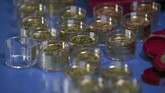 Pohon Natal itu terbuat dari 2.018 koin emas Wina Philharmonic senilai 2,3 juta euro atau setara dengan Rp37,5 miliar. (REUTERS/Michael Dalder)