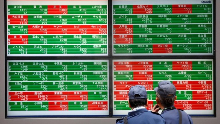 Mayoritas bursa saham utama kawasan Asia ditutup di zona merah pada perdagangan hari ini.