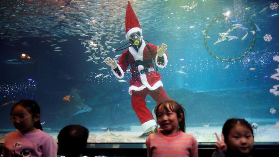Beberapa trik bawah air ditampilkan bersama ikan-ikan yang turut menari bersama Santa Claus.