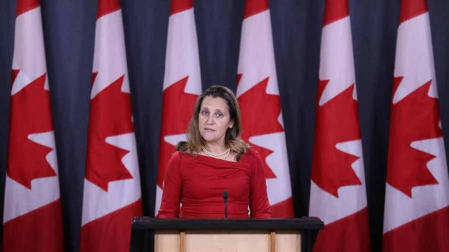 Canada's Foreign Minister Chrystia Freeland speaks during a news conference in Ottawa, Ontario, Canada, December 12, 2018. REUTERS/Chris Wattie