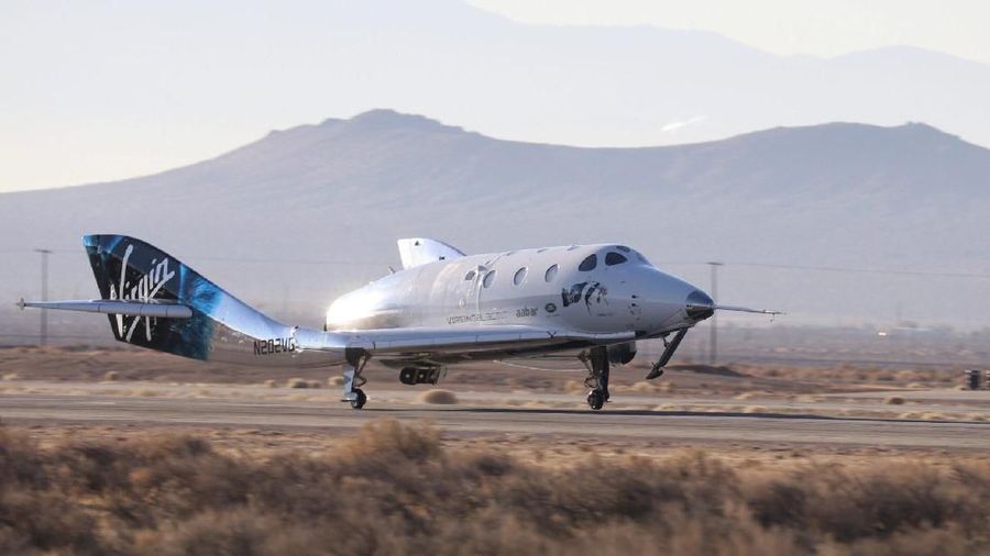 Virgin Galactic's manned space tourism rocket plane SpaceShipTwo lands at Mojave Air and Space Port after returning from a space test flight in Mojave, California, U.S., December 13, 2018. Virgin Galactic/Handout via REUTERS. ATTENTION EDITORS - THIS IMAGE WAS PROVIDED BY A THIRD PARTY. NO ARCHIVES, NO SALES.
