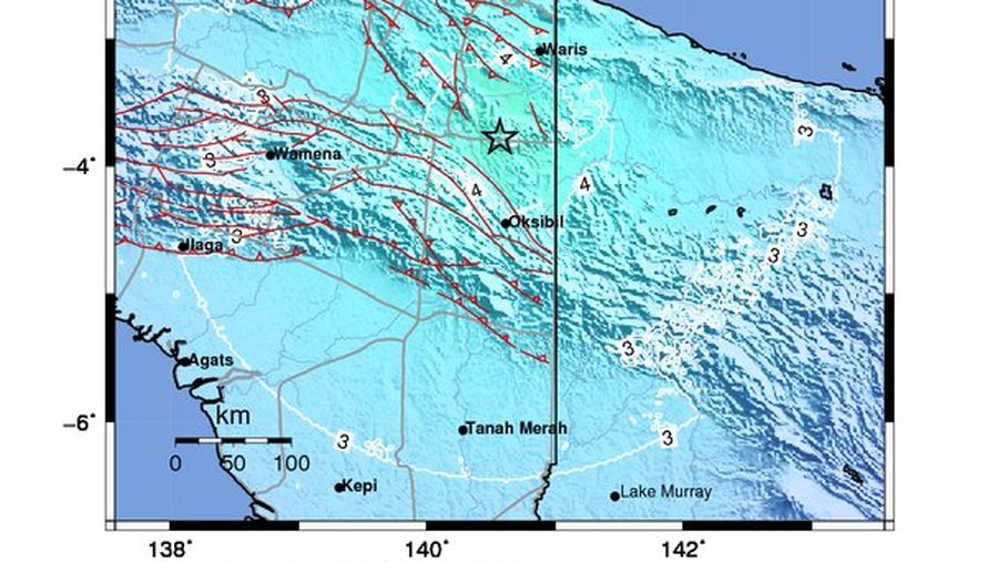 Gempa magnitudo 6,1 mengguncang Keerom, Provinsi Papua, pukul 16.42 WIB, Minggu (16/12/2018).
