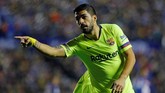 Setelah kesulitan membobol gawang Levante, Barcelona akhirnya memecah kebuntuan lewat gol Luis Suarez di menit ke-35. (REUTERS/Heino Kalis)