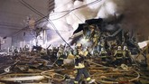 Ledakan terjadi di sebuah pub yang terletak di sebelah utara Kota Sapporo, Jepang, pada Minggu (16/12). (Kyodo/via REUTERS)