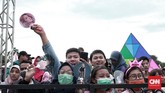 Hari terakhir pelaksanaan HUT 17 Transmedia 16 Desember 2018 giliran para SONE, fan SNSD, yang berpesta atas penampilan Hyoyeon yang menjadi bintang tamu malam bertajuk milenial itu. (CNN Indonesia/Andry Novelino)