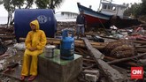 Tsunami Selat Sunda menerjang kawasan pesisir di Lampung dan Banten, 22 Desember 2018. Reruntuhan sisa tsunami di Desa Sumberjaya, Kecamatan Sumur, Pandeglang, Banten. (CNN Indonesia/ Hesti Rika)