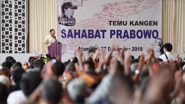 Prabowo Singgung Elite Jakarta di depan Pejuang Timor Timur