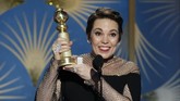 Aktris Terbaik Film Musikal/ Komedi dimenangkan oleh Olivia Colman yang berperan dalam The Favourite. Ia mengalahkan Emily Blunt (Mary Poppins Returns), Elsie Fisher (Eighth Grade), Charlize Theron (Tully), dan Constance Wu (Crazy Rich Asians). (Paul Drinkwater/NBC Universal/Handout via REUTERS)
