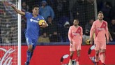 Getafe mampu menutup babak pertama dengan ketinggalan 1-2 setelah Jaime Mata membobol gawang Barcelona pada menit ke-43 memanfaatkan umpan silang Angel Rodriguez. (REUTERS/Sergio Perez)