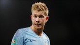 Dengan kedalaman skuat yang dimiliki, Manchester City tetap menurunkan sejumlah pemain bintang pada laga lawan Burton Albion. Kevin De Bruyne langsung membuka keunggulan di menit kelima. (REUTERS/Phil Noble )