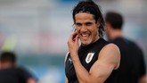 Edinson Cavani lebih kekar dan berisi ketika menjalani latihan bersama timnas Uruguay di Piala Dunia 2018. (Odd ANDERSEN / AFP)
