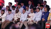 Tak ketinggalan, kubu Badan Pemenangan Nasional (BPN) Prabowo Subianto-Sandiaga Uno juga memberi dukungan pada debat capres perdana 2019. (CNN Indonesia/Safir Makki).