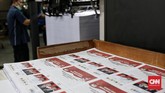 Percetakan-percetakan tersebut adalah yaitu PT Aksara Grafika Pertama di Jakarta, PT Balai Pustaka Jakarta, PT Gramedia di Jakarta, PT Adi Perkasa Makassar, PT Temprina Media Grafika di Gresik, dan PT Puri Panca Pujibangun di Surabaya. (CNN Indonesia/Andry Novelino)