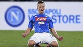 Arka Milik menjadi pemain tersubur Napoli di Serie A musim ini. Dari 17 kali tampil, pemain asal Polandia itu sudah mencetak 11 gol. (REUTERS/Alberto Lingria)