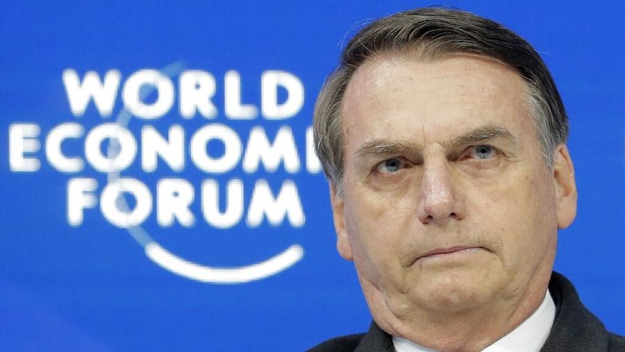 Jair Bolsonaro, President of Brazil, participates in a session at the annual meeting of the World Economic Forum in Davos, Switzerland, Tuesday, Jan. 22, 2019. (AP Photo/Markus Schreiber)