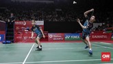 Kevin Sanjaya Sukamuljo/Marcus Fernaldi Gideon akan kembali berjumpa wakil Indonesia, Fajar Alfian/Muhammad Rian Ardianto di babak perempat final. (CNNIndonesia/Safir Makki)