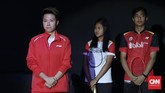 Liliyana Natsir di acara upacara perpisahan jelang final Indonesia Masters 2019 di Istora Senayan, Minggu (27/1). Liliyana memutuskan pensiun setelah lebih dari 20 tahun berkarier. (CNN Indonesia/Andry Novelino)