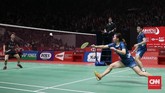 Di laga final Indonesia Masters 2019 Tontowi Ahmad/Liliyana Natsir menghadapi unggulan pertama asal China Zheng Siwei/Huang Yaqiong. (CNN Indonesia/Andry Novelino)