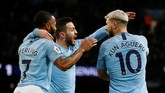 Kemenangan atas Arsenal membuat Manchester City untuk sementara berjarak dua poin dari Liverpool yang belum memainkan laga pekan ke-25. (REUTERS/Andrew Yates)