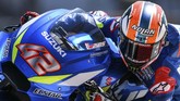 Pebalap Suzuki Ecstar Alex Rins berada di posisi kedua setelah terpaut 0,527 detik dari catatan waktu Maverick Vinales. (Mohd RASFAN / AFP)