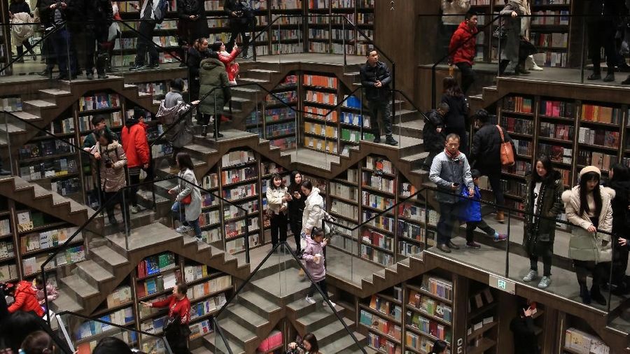 Visitors are seen inside a newly opened bookstore in Chongqing, China January 29, 2019. Picture taken January 29, 2019. REUTERS/Stringer