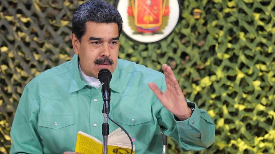 Venezuela's President Nicolas Maduro attends a meeting with military high command members in Caracas, Venezuela February 15, 2019. Miraflores Palace/Handout via REUTERS ATTENTION EDITORS - THIS PICTURE WAS PROVIDED BY A THIRD PARTY.
