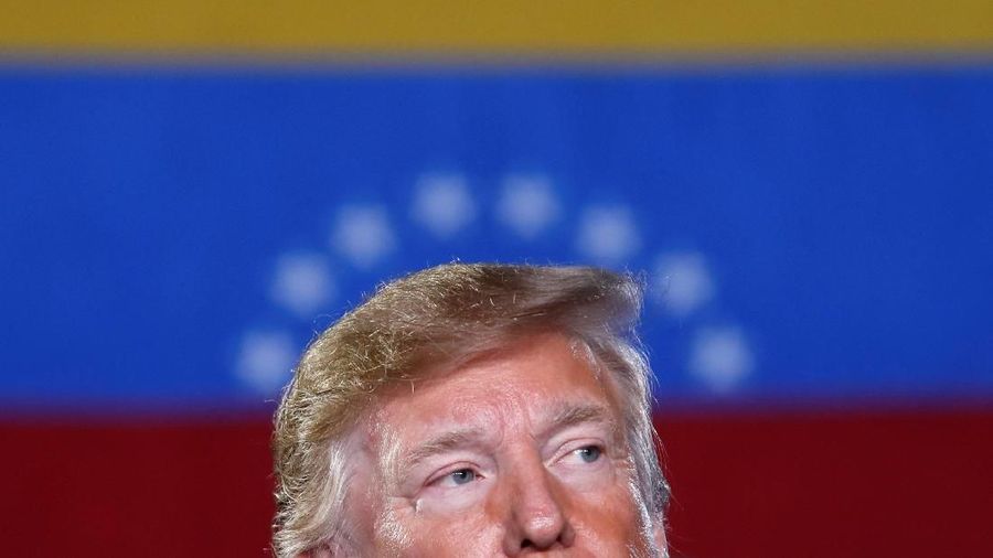 U.S. President Donald Trump speaks about the crisis in Venezuela during a visit to Florida International University in Miami, Florida, U.S., February 18, 2019. REUTERS/Kevin Lamarque