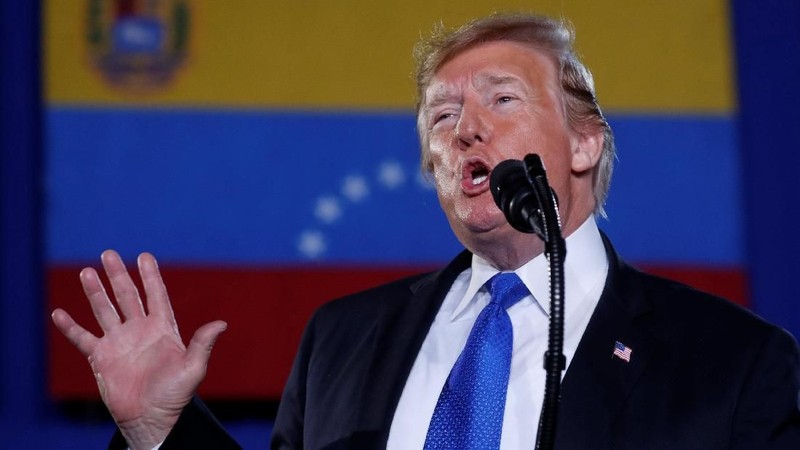 Presiden AS Donald Trump berbicara tentang krisis di Venezuela ketika berkunjung ke Florida International University di Miami
