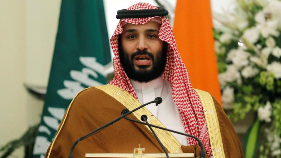 Saudi Arabia's Crown Prince Mohammed bin Salman speaks during a meeting with Indian Prime Minister Narendra Modi at Hyderabad House in New Delhi, India, February 20, 2019. REUTERS/Adnan Abidi