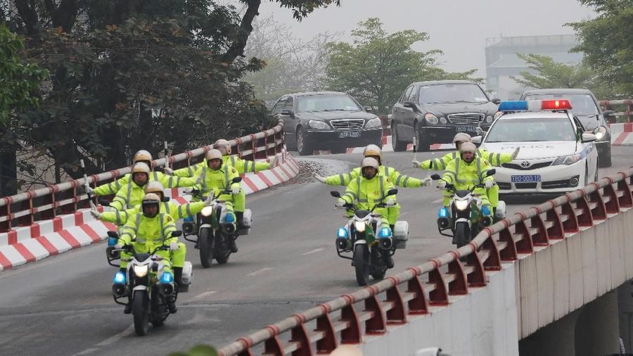 Pemimpin Korea Utara Kim Jong Un tiba di stasiun Dong Dang perbatasan dengan China, Vietnam Dong Dang pada Selasa (26/2) Pagi.