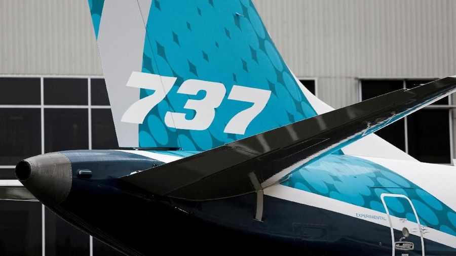 FILE PHOTO: The first Boeing 737 MAX 7 is unveiled in Renton, Washington, U.S. February 5, 2018. REUTERS/Jason Redmond/File Photo