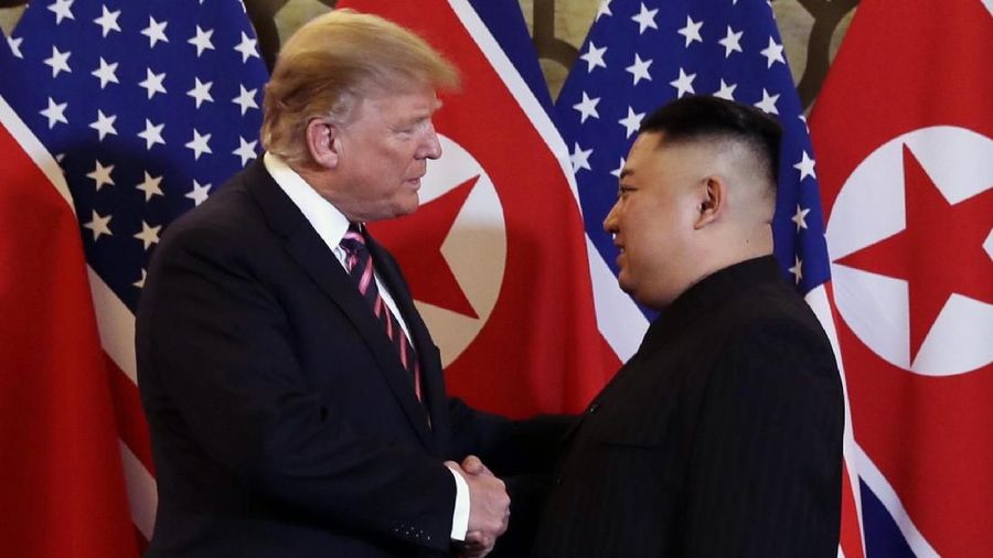 President Donald Trump meets North Korean leader Kim Jong Un, Wednesday, Feb. 27, 2019, in Hanoi. (AP Photo/ Evan Vucci)