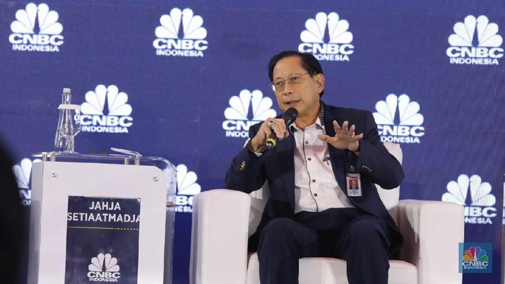 Presiden Direktur BCA Jahja Setiaatmadja saat berdiskusi dalam acara CNBC Indonesia Economic Outlook 2019. (CNBC Indonesia/Muhammad Sabki)