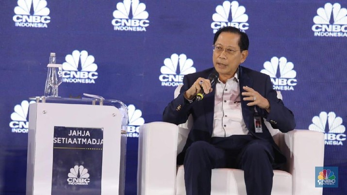 Presiden Direktur BCA Jahja Setiaatmadja saat berdiskusi dalam acara CNBC Indonesia Economic Outlook 2019. (CNBC Indonesia/Muhammad Sabki)