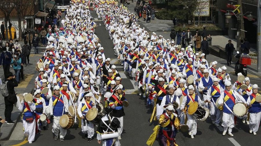 Korea Selatan memperingati 1 Abad Gerakan Kemerdekaan Pertama yang melawan penguasa kolonial Jepang di Seoul, Korea Selatan.